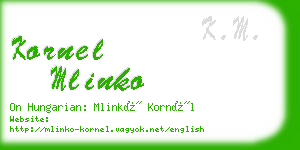 kornel mlinko business card